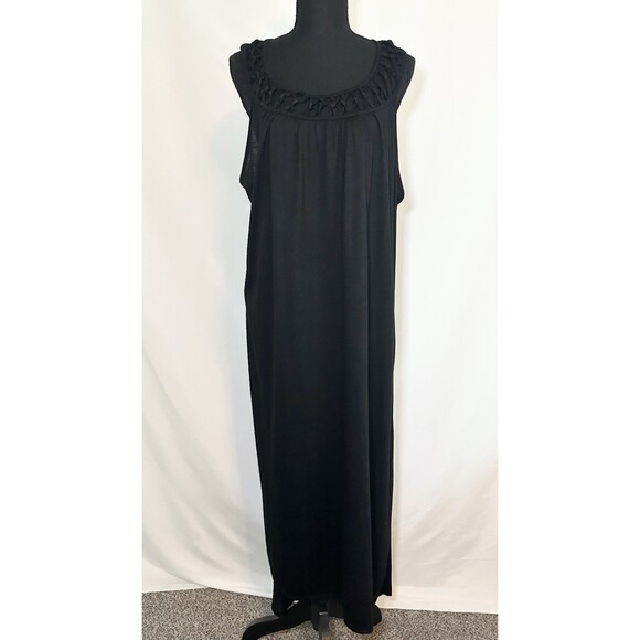 Swimsuits for All Black Sleeveless Black Maxi Dress Cover Up High Low Plus 22/24 - Picture 2 of 10